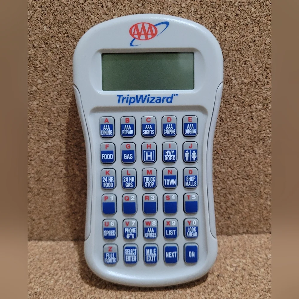 AAA TRIP WIZARD TRAVEL COMPUTER LOCATES RESTAURANTS, LODGING, GAS NO CASE.